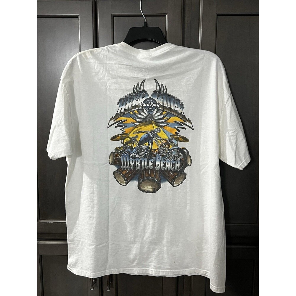Hard Rock Cafe Myrtle Beach City T-Shirt Mens XL White Graphic Print Motorcycle